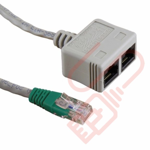 RJ45 Economiser UTP M - 2 x Female Data/Voice Green Boot