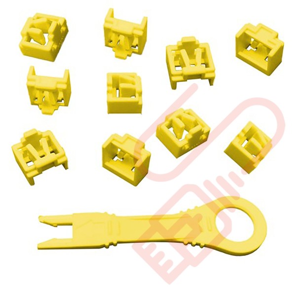 RJ45 Lockdown Jack Blockout Device 10 Pack in Yellow with Key - RJ45JLP-10X