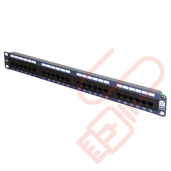 Excel 24 Port Cat5e Patch Panel 1U UTP Punch Down - Blue 100-450