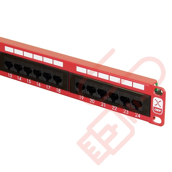 Excel 24 Port Cat5e Patch Panel 1U UTP Punch Down - Red 100-451