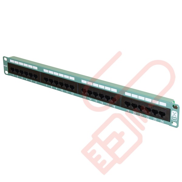 Excel 24 Port Cat5e Patch Panel 1U UTP Punch Down - Green 100-452