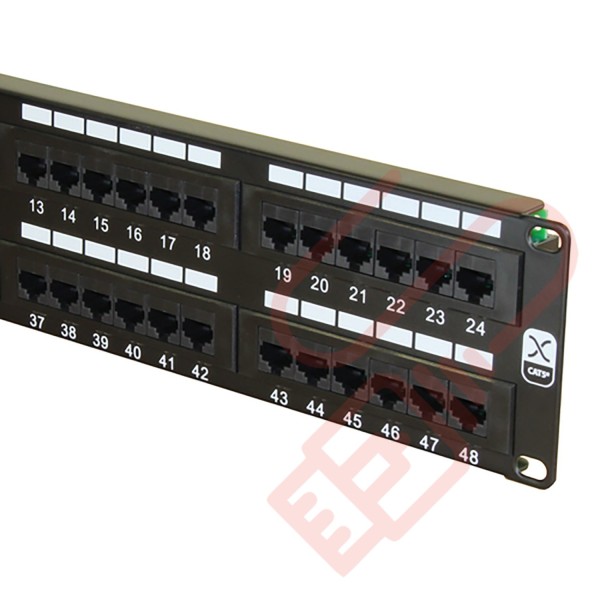 Excel 48 Port Cat5e Patch Panel 2U UTP Punch Down - Black 100-728