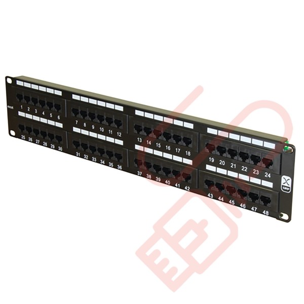 Excel 48 Port Cat5e Patch Panel 2U UTP Punch Down - Black 100-728