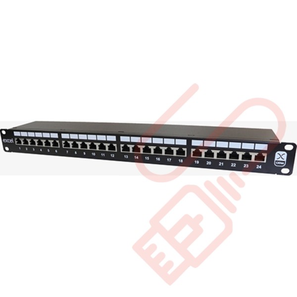 Excel Cat6A Screened 24 Port 1U Patch Panel Black 100-032
