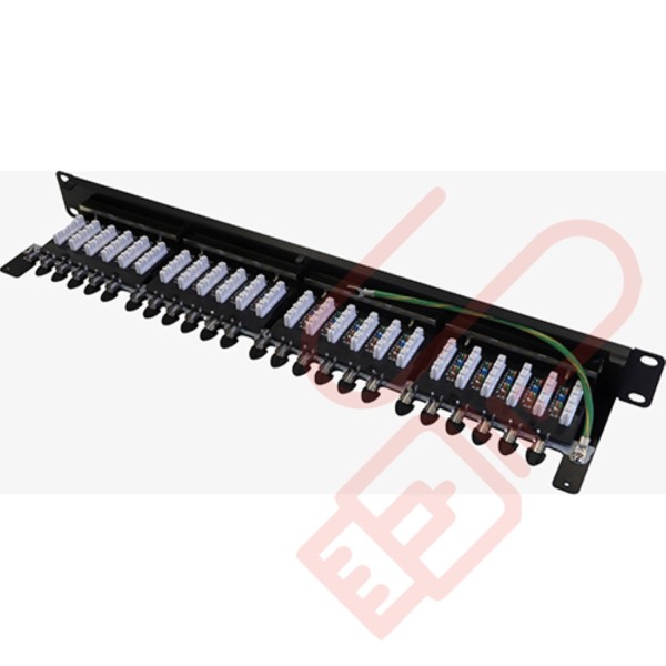 Excel Cat6A Screened 24 Port 1U Patch Panel Black 100-032