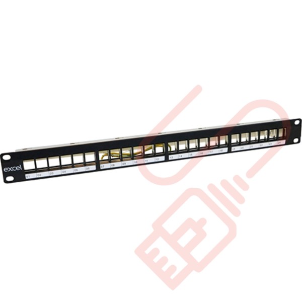 Excel Unloaded Keystone 24 Port 1U Patch Panel Frame Black 100-026