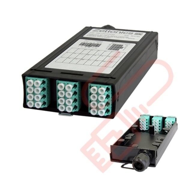 Zettonics LC OM4 Multimode 12 Duplex Unloaded Fibre Cassette Aqua