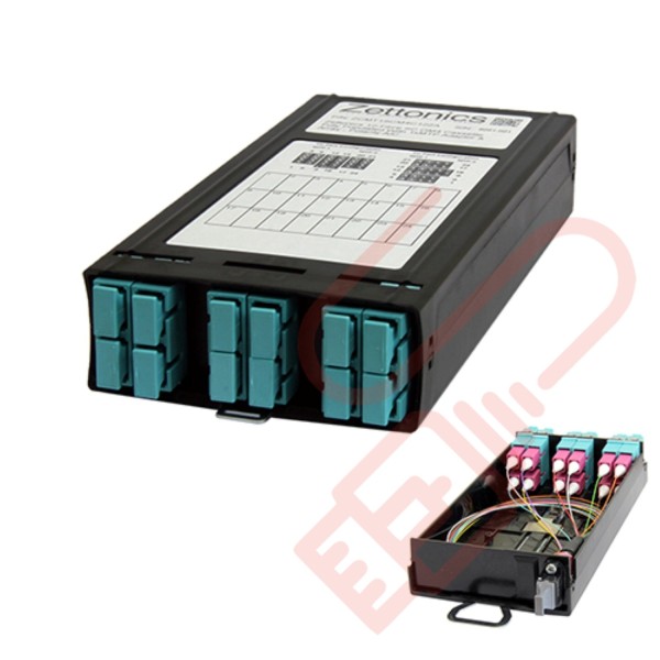 Zettonics MTP/MPO SC OM4 Multimode 6 Duplex Fibre Cassette (Polarity A/C)