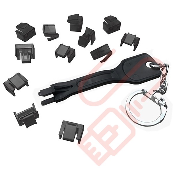 25 Pack RJ45 Port Blocker (Black) with Universal Removal Key