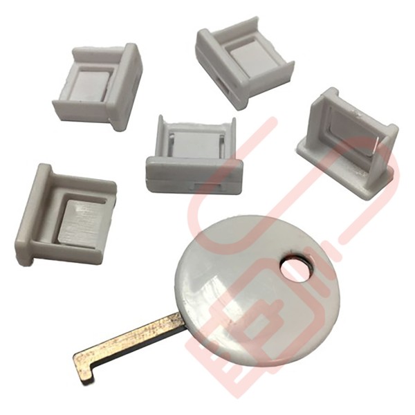 USB Lockdown - Blockout Device 5 pack (White) with Key