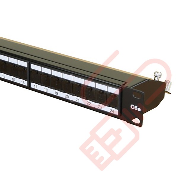 Cat6a 24 Port Patch Panel 1U UTP Angled Easy Punch