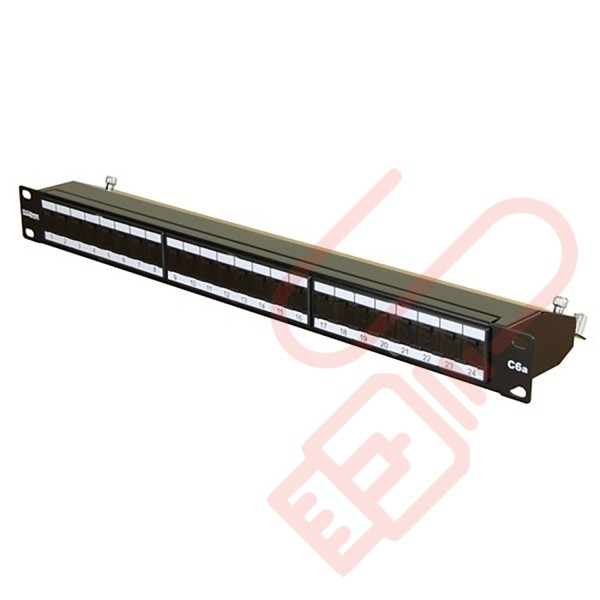 Cat6a 24 Port Patch Panel 1U UTP Angled Easy Punch