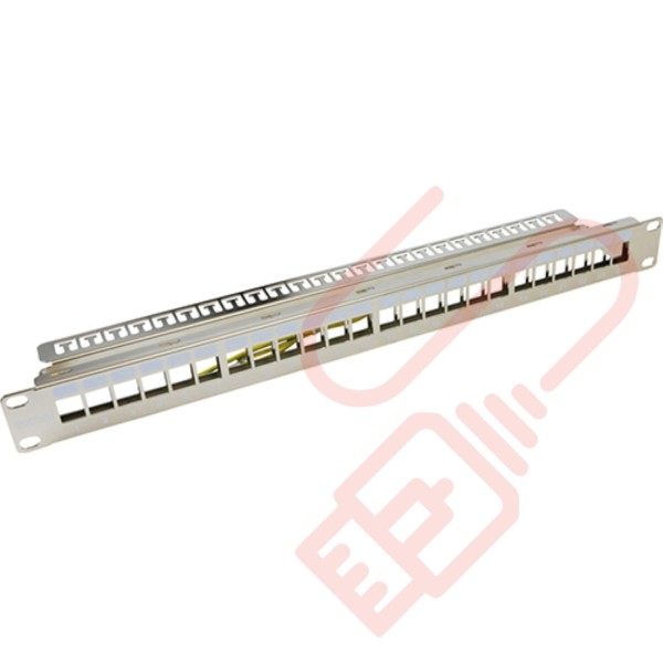 Excel Unloaded Keystone 24 Port 1U Patch Panel Frame Chrome 100-028