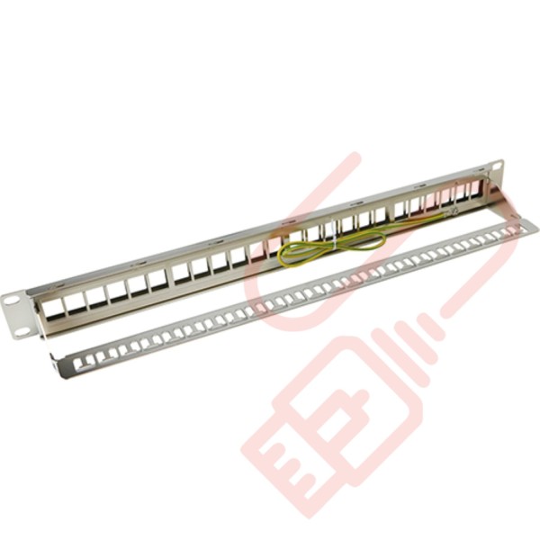 Excel Unloaded Keystone 24 Port 1U Patch Panel Frame Chrome 100-028