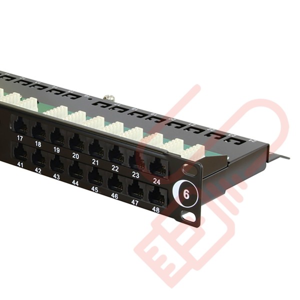 48 Port Cat6 Patch Panel 1U UTP Angled Easy Punch