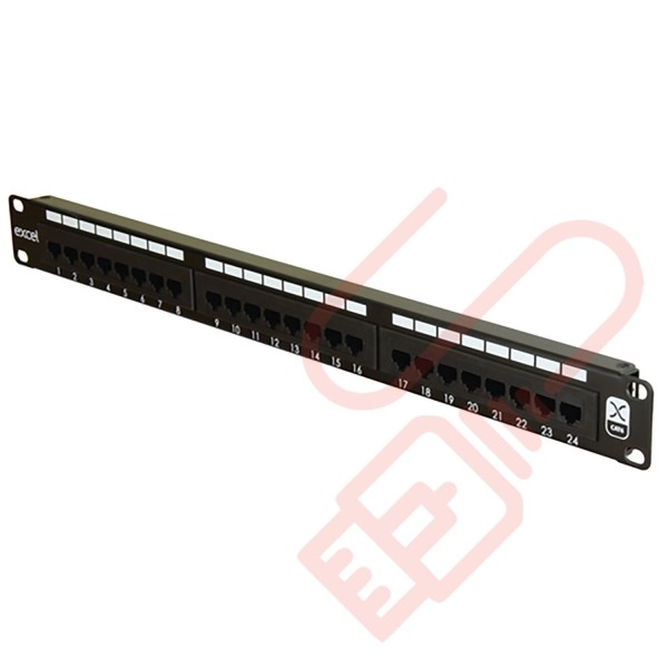Excel 24 Port Cat6 Patch Panel 1U UTP Punch Down 100-304