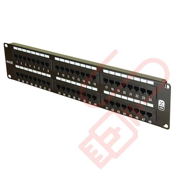 Excel 48 Port Cat6 Patch Panel 2U UTP Punch Down 100-306