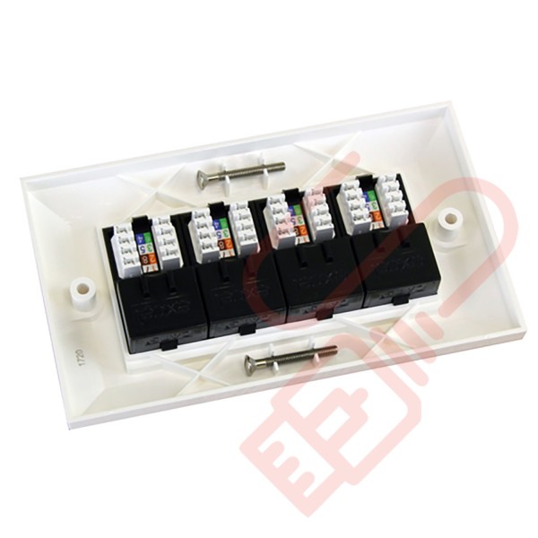 Excel Cat5e Double Faceplate with 4x RJ45 Modules Black