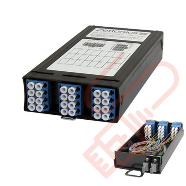 Zettonics MTP/MPO LC OS2 Singlemode 12 Duplex Fibre to 2x MTP Cassette