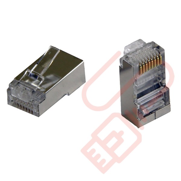 STP RJ45 Crimp Plugs for Cat5e Shielded Stranded Cable - 100 Pack