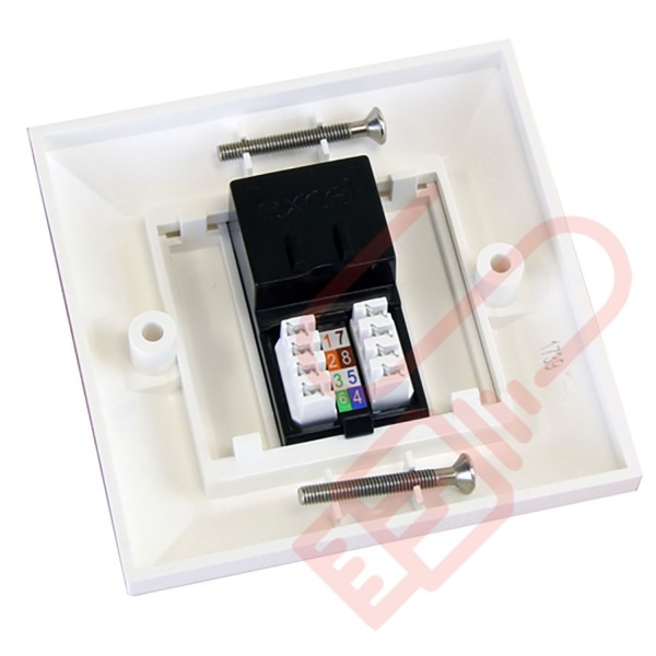 Excel Cat5e Single Faceplate with 1x RJ45 Black Module