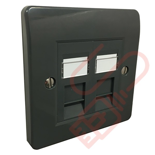 Excel Cat5e Grey Office Single Faceplate with 2x RJ45 Module