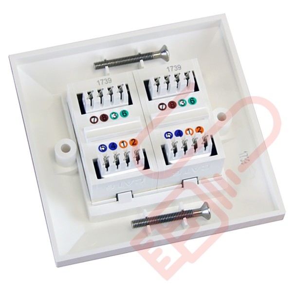 Excel Cat6 Single Faceplate with 2x RJ45 White Module