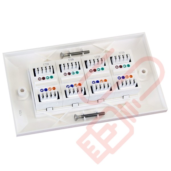 Excel Cat6 Double Faceplate with 4x RJ45 Modules White
