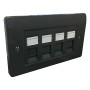 Excel Cat6 Grey Office Double Faceplate with 4x RJ45 Modules