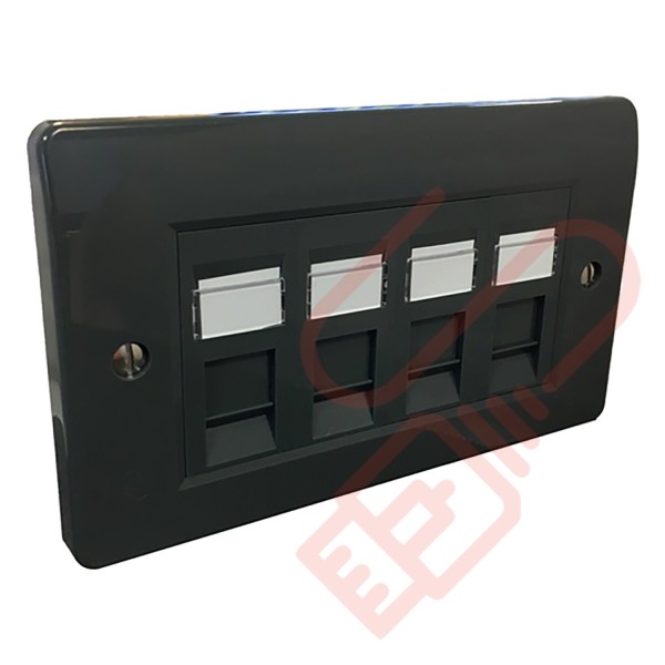 Excel Cat6 Grey Office Double Faceplate with 4x RJ45 Modules